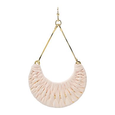 Emberly Gold Tone Raffia Wrapped Crescent Drop Earrings