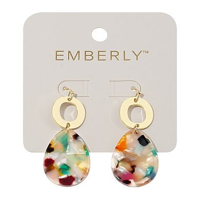 Emberly Gold Tone Multi Color Acetate Teardrop Earrings
