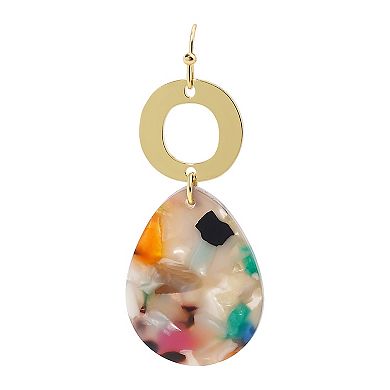 Emberly Gold Tone Multi Color Acetate Teardrop Earrings