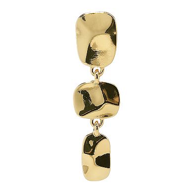 Emberly Gold Tone Hammered Pendants Linear Drop Earrings