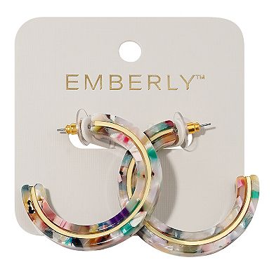 Emberly Gold Tone Multi Color Acetate C Hoop Earrings