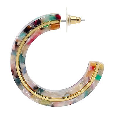 Emberly Gold Tone Multi Color Acetate C Hoop Earrings