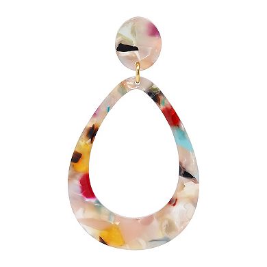 Emberly Gold Tone Multi Color Hollow Acetate Teardrop Earrings