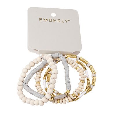 Emberly Gold Tone 5 Pack Rubber Bead Stretch Bracelet Set