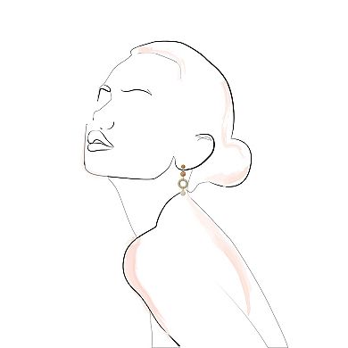 Emberly Gold Tone Raffia Bead Wrapped Ring Drop Earrings