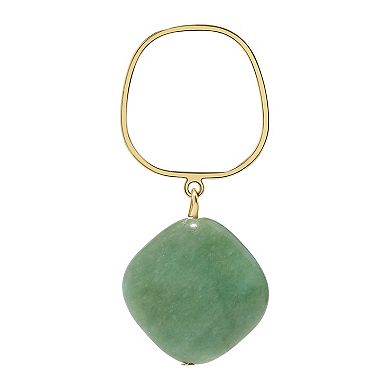 Emberly Gold Tone Turquoise Stone Drop Earrings