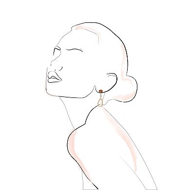 Emberly Gold Tone Drop Bead Raffia Cut Out Earrings