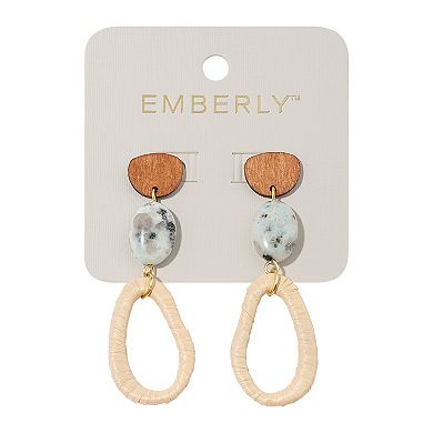 Emberly Gold Tone Drop Bead Raffia Cut Out Earrings