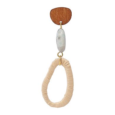 Emberly Gold Tone Drop Bead Raffia Cut Out Earrings