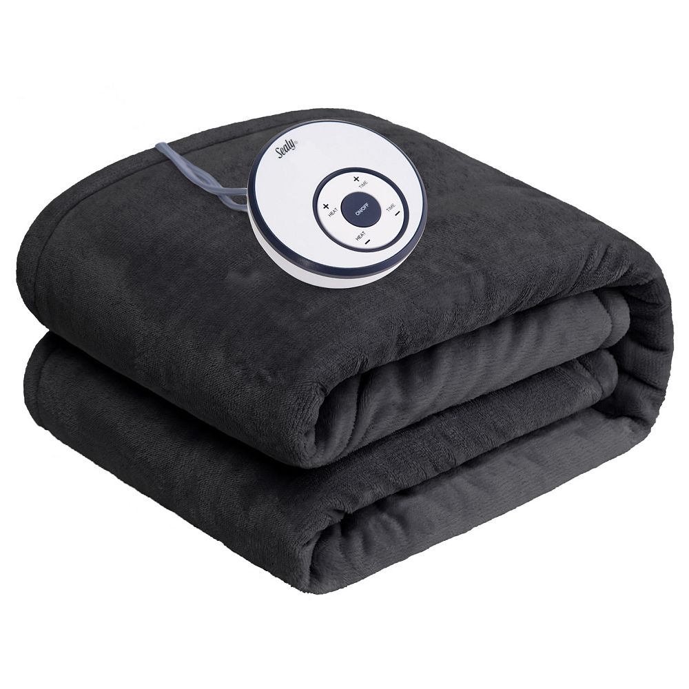 Sealy Warming Throw Silky Flannel Electric Throw Blanket - Light Grey, 50x60 Inch
