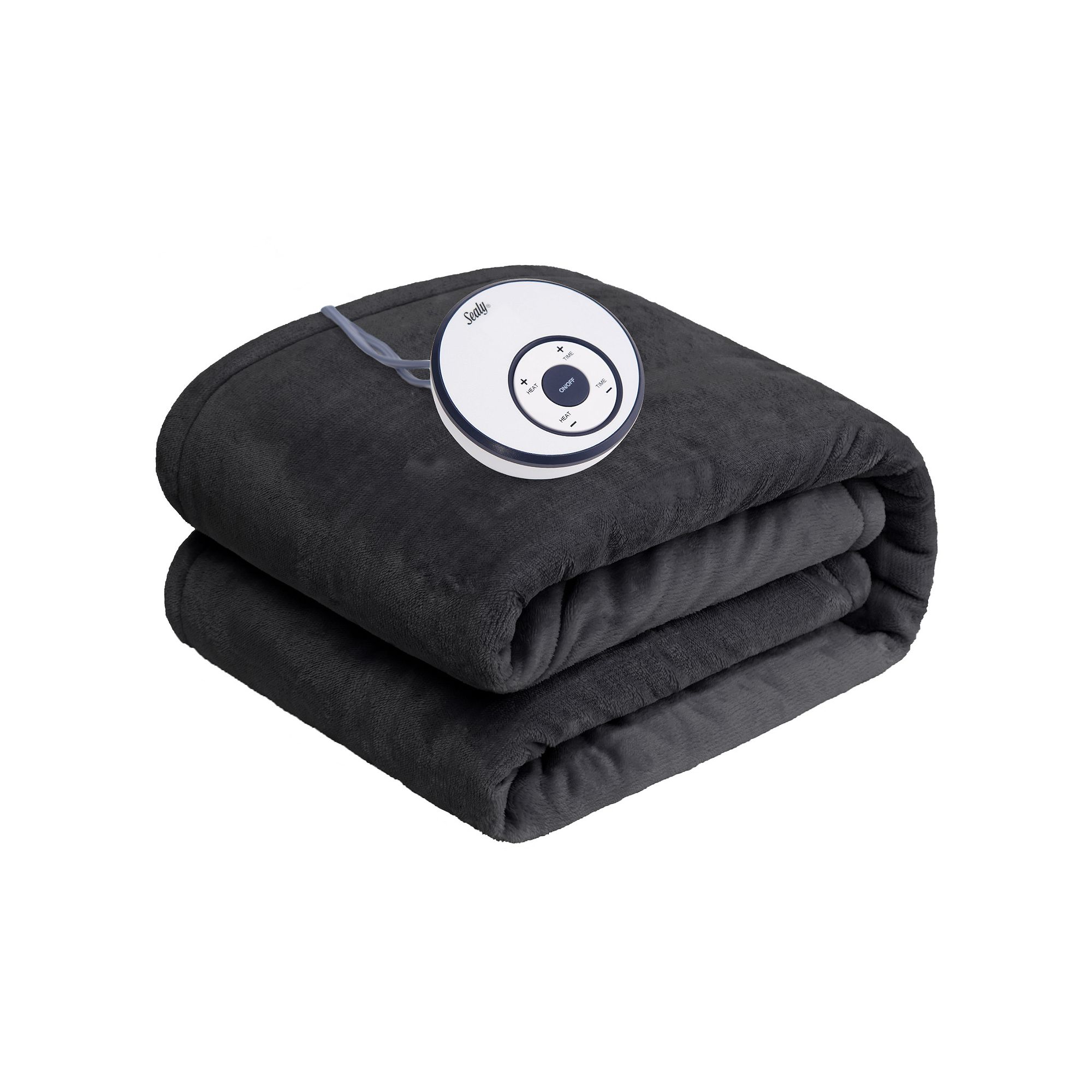 Sealy Heated Flannel Throw Blanket, Gray