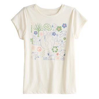 Girls 7-16 Peanuts Snoopy Earth Day Go Green And Recycle Graphic Tee