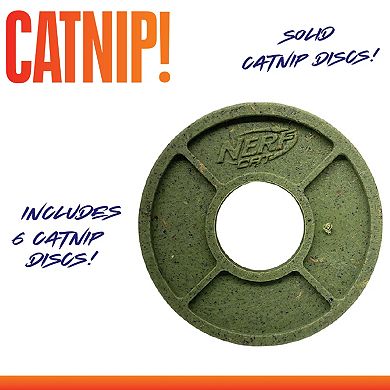 Nerf Cat Catnip Disc Blaster Reloads 6-pk. Interactive Pet Toy