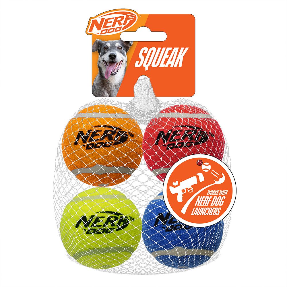 Nerf Dog Squeaky Tennis Balls 4-pk. Interactive Pet Toy
