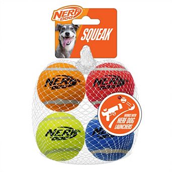 Nerf Dog Squeaky Tennis Balls 4 pk Interactive Pet Toy