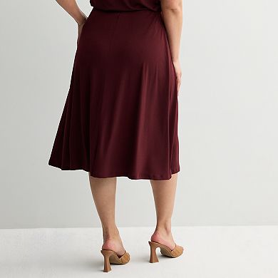 Plus Size Nine West Knit Midi Skirt