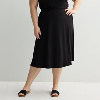 Plus Size Nine West Knit Midi Skirt