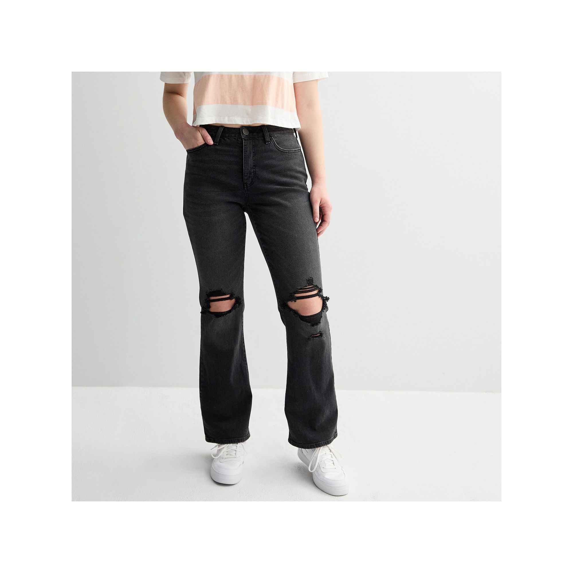 Juniors SO® High-Rise Curvy 90s Bootcut Jeans, Girls, Size: 1, Black De