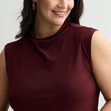 Plus Size Nine West Drape Mock Neck Shell Top