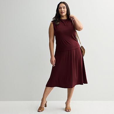 Plus Size Nine West Drape Mock Neck Shell Top