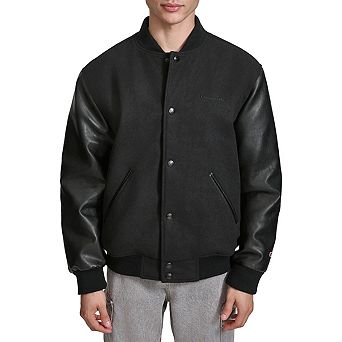 Men's Champion® Varsity Bomber Jacket with Faux Leather Sleeves