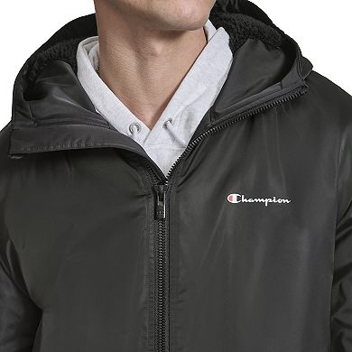 Men's Champion Sherpa Lined Mid-Length Sideline Jacket With Hood