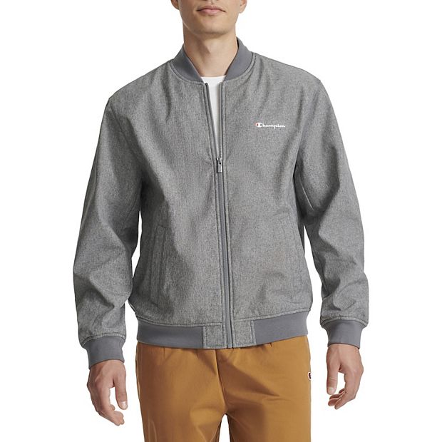Men s Champion Soft Shell Sport Bomber Jacket Size XL Heather Gray