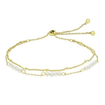 City Luxe Gold Tone Crystal Birthstone Double Strand Adjustable Bracelet