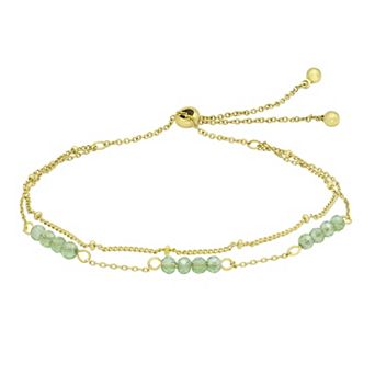 City Luxe Gold Tone Crystal Birthstone Double Strand Adjustable Bracelet