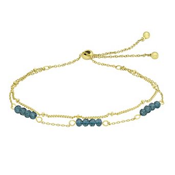 City Luxe Gold Tone Crystal Birthstone Double Strand Adjustable Bracelet