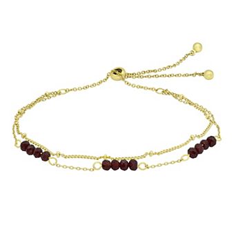 City Luxe Gold Tone Crystal Birthstone Double Strand Adjustable Bracelet