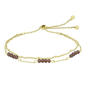 City Luxe Gold Tone Crystal Birthstone Double Strand Adjustable Bracelet