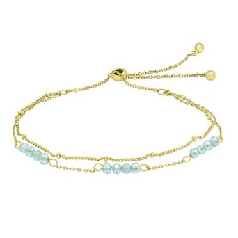 City Luxe Gold Tone Crystal Birthstone Double Strand Adjustable Bracelet