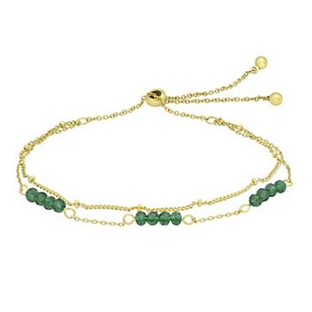 City Luxe Gold Tone Crystal Birthstone Double Strand Adjustable Bracelet