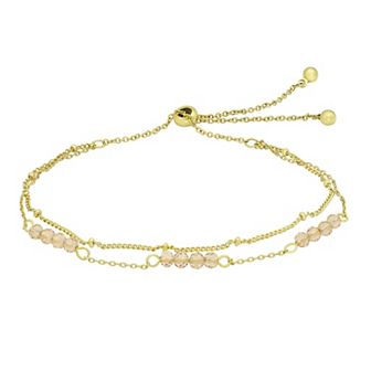 City Luxe Gold Tone Crystal Birthstone Double Strand Adjustable Bracelet