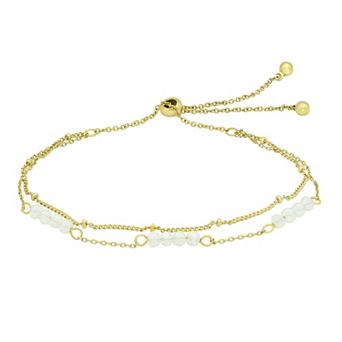 City Luxe Gold Tone Crystal Birthstone Double Strand Adjustable Bracelet