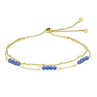 City Luxe Gold Tone Crystal Birthstone Double Strand Adjustable Bracelet