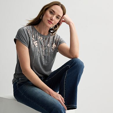Women's Apt. 9® Short Sleeve Embellished Top