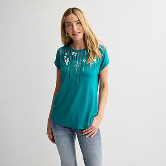 Women's Apt. 9® Short Sleeve Embellished Top
