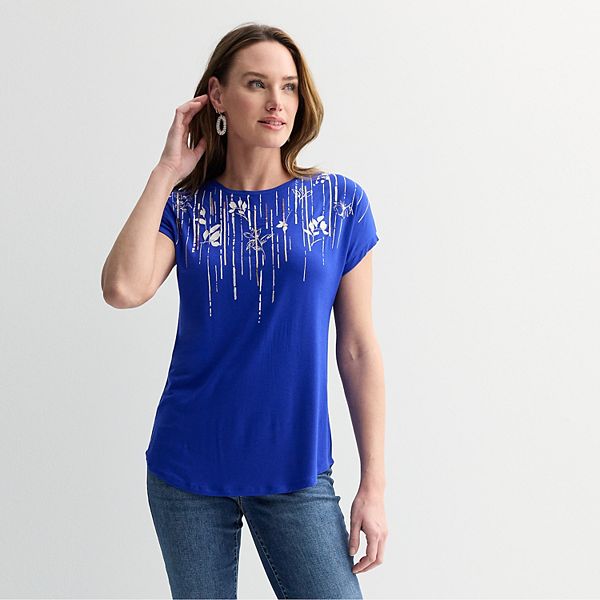 トップス apua Women's Apt. 9® Short Sleeve Embellished Top