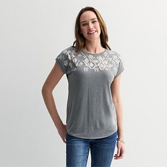 Women's Apt. 9® Short Sleeve Embellished Top