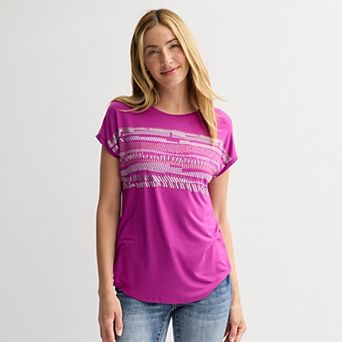 Women's Apt. 9® Short Sleeve Embellished Top