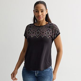 Women's Apt. 9® Short Sleeve Embellished Top