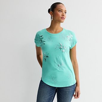 Women's Apt. 9® Short Sleeve Embellished Top