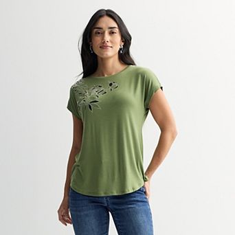 Women's Apt. 9® Short Sleeve Embellished Top