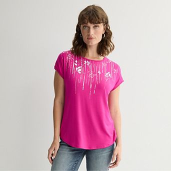 Women's Apt. 9® Short Sleeve Embellished Top