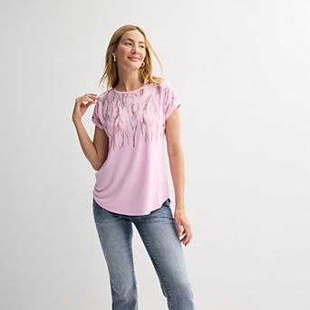 Women's Apt. 9® Short Sleeve Embellished Top