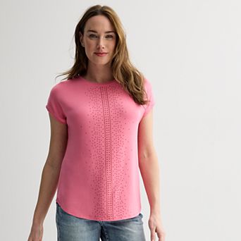 Women's Apt. 9® Short Sleeve Embellished Top
