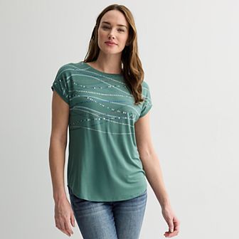 Women's Apt. 9® Short Sleeve Embellished Top