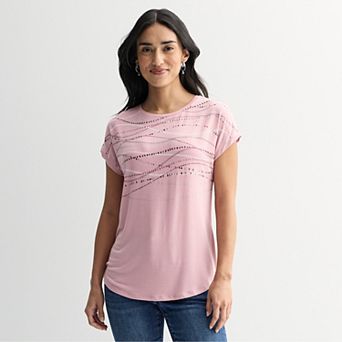 Women's Apt. 9® Short Sleeve Embellished Top